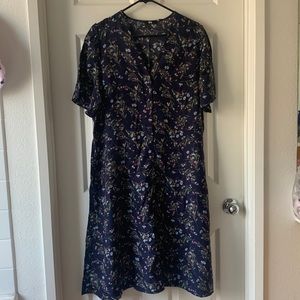 Uniqulo brand new dark blue flower dress